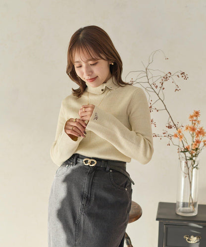 2way亮片高領針織套頭衫