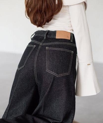 【Yuna企畫】高腰褶皺寬鬆牛仔褲
