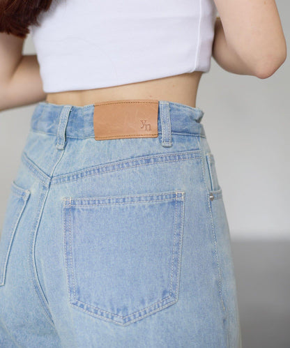 【Yuna企畫】高腰褶皺寬鬆牛仔褲