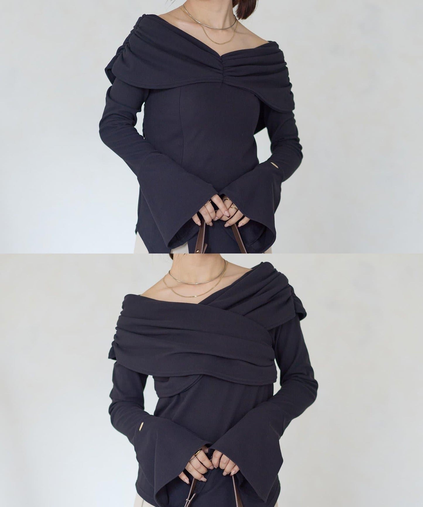 【Yuna企畫】交叉領2WAY針織衫