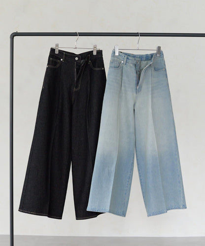 【Yuna企畫】高腰褶皺寬鬆牛仔褲