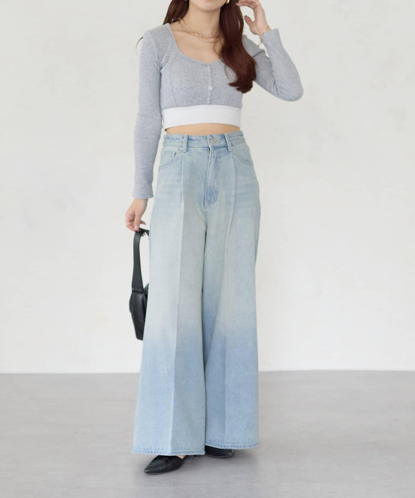 【Yuna企畫】高腰褶皺寬鬆牛仔褲