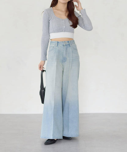 【Yuna企畫】高腰褶皺寬鬆牛仔褲