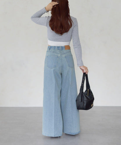 【Yuna企畫】高腰褶皺寬鬆牛仔褲