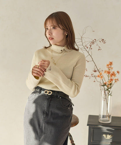 2way亮片高領針織套頭衫