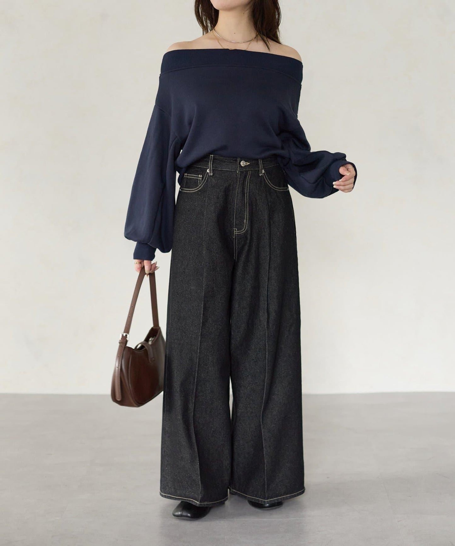 【Yuna企畫】高腰褶皺寬鬆牛仔褲