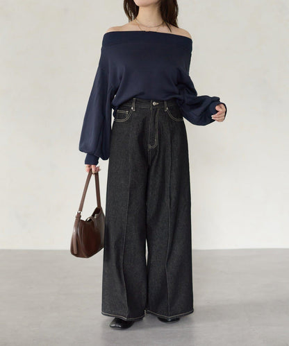 【Yuna企畫】高腰褶皺寬鬆牛仔褲