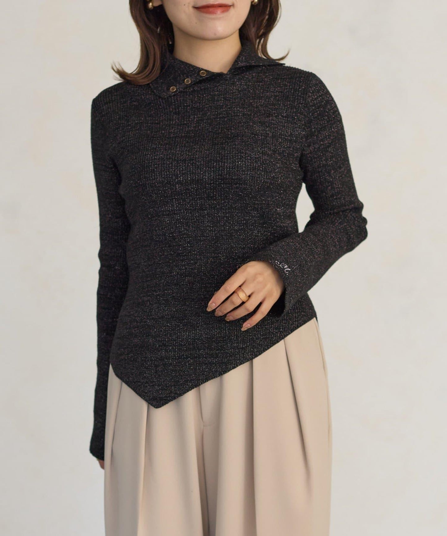2way亮片高領針織套頭衫