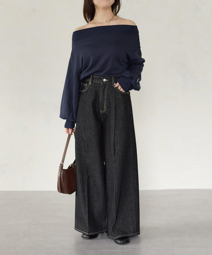 【Yuna企畫】高腰褶皺寬鬆牛仔褲