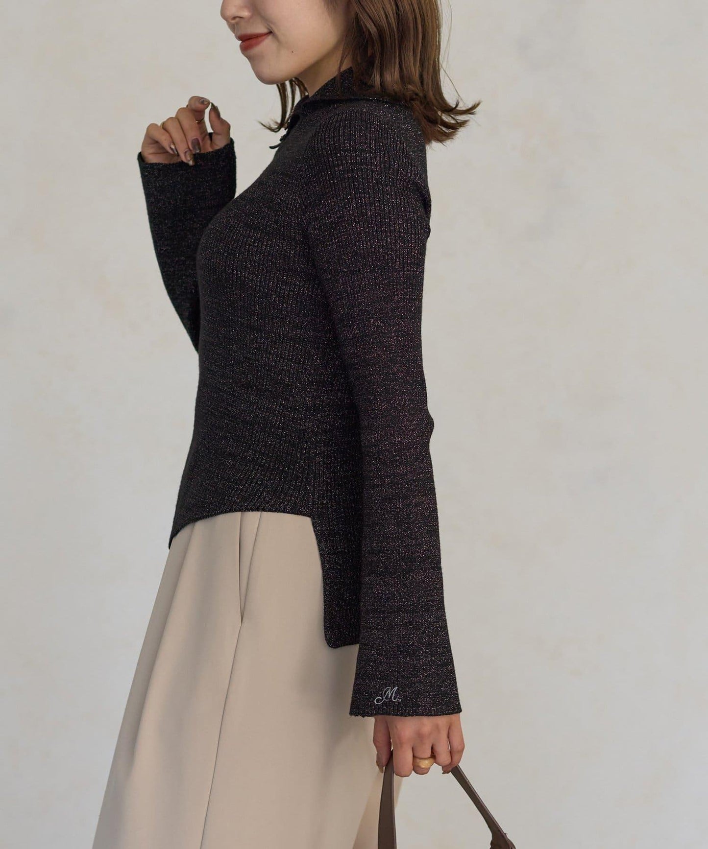 2way亮片高領針織套頭衫