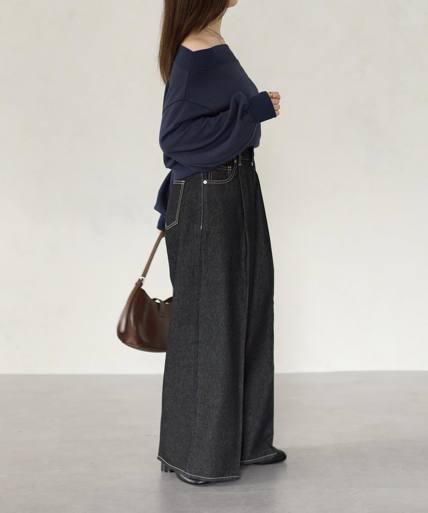 【Yuna企畫】高腰褶皺寬鬆牛仔褲