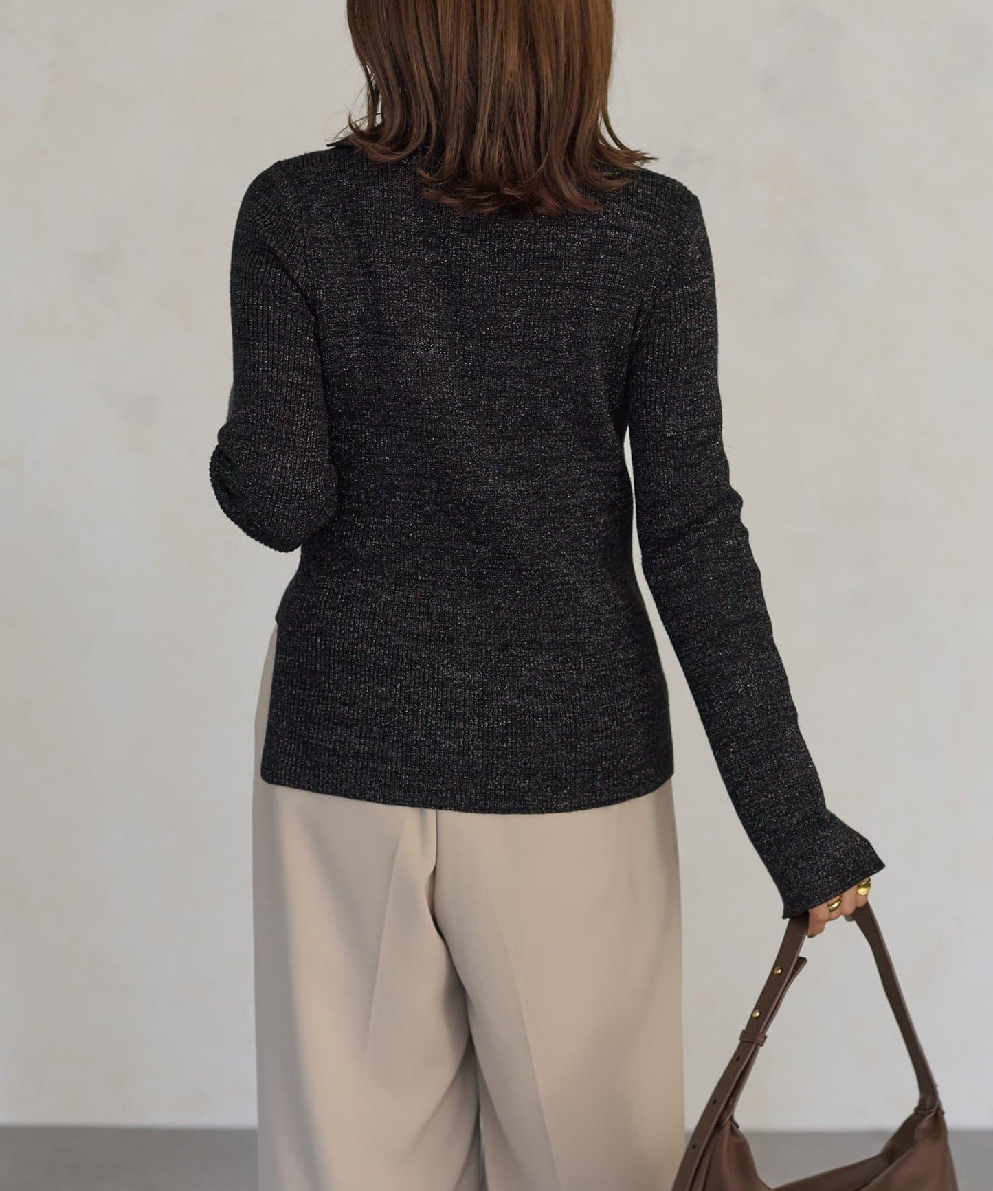 2way亮片高領針織套頭衫