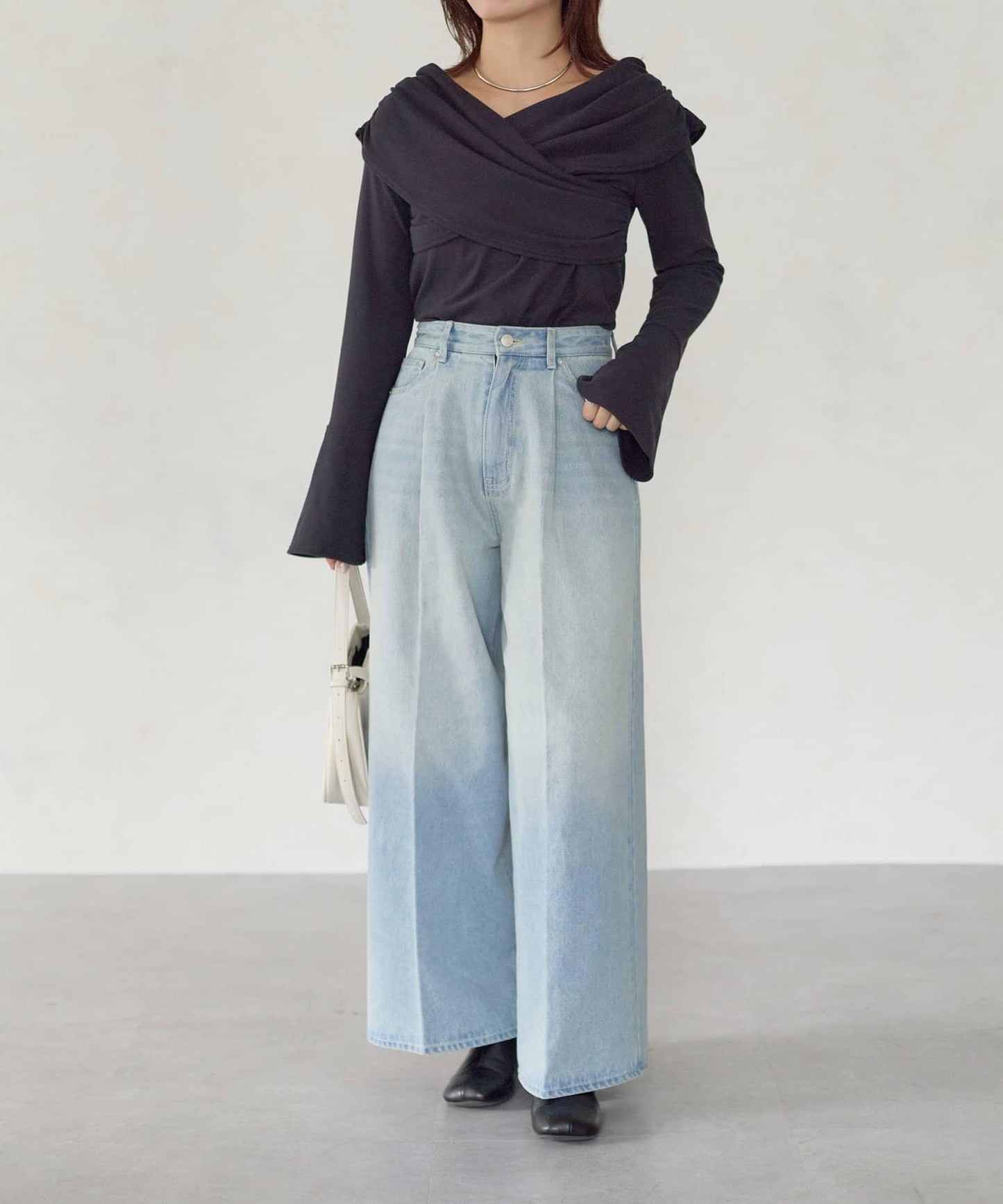 【Yuna企畫】高腰褶皺寬鬆牛仔褲