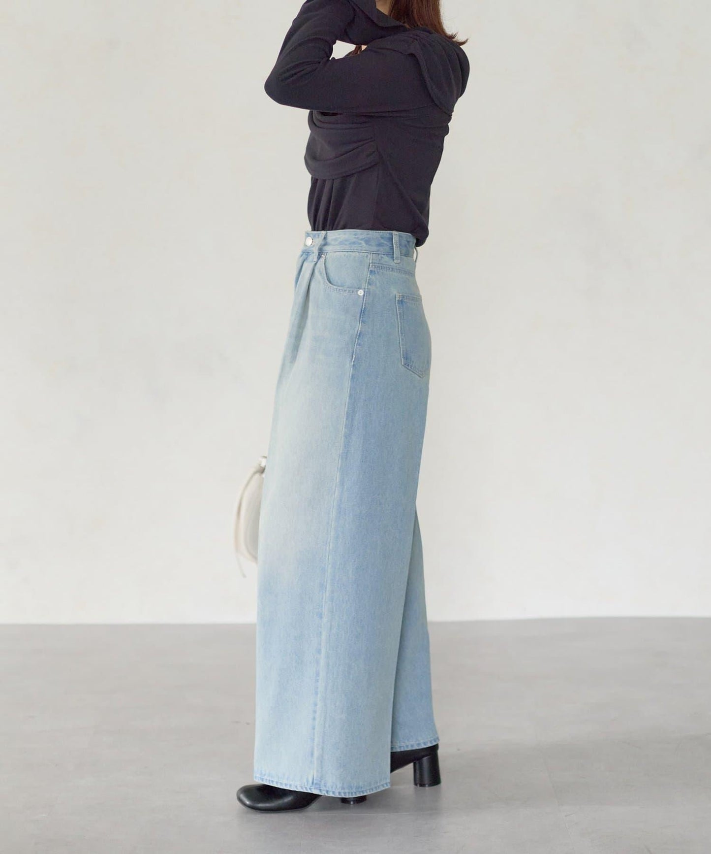 【Yuna企畫】高腰褶皺寬鬆牛仔褲