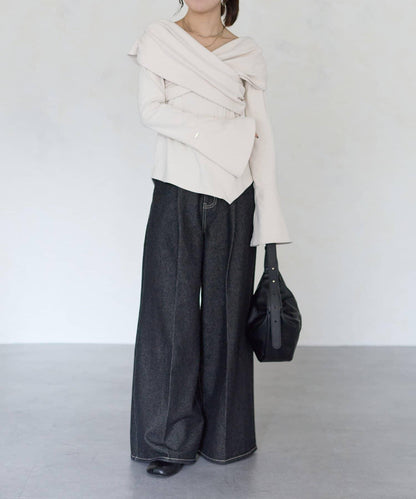 【Yuna企畫】交叉領2WAY針織衫