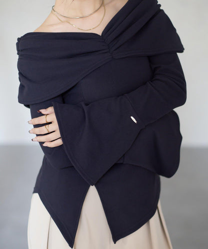 【Yuna企畫】交叉領2WAY針織衫