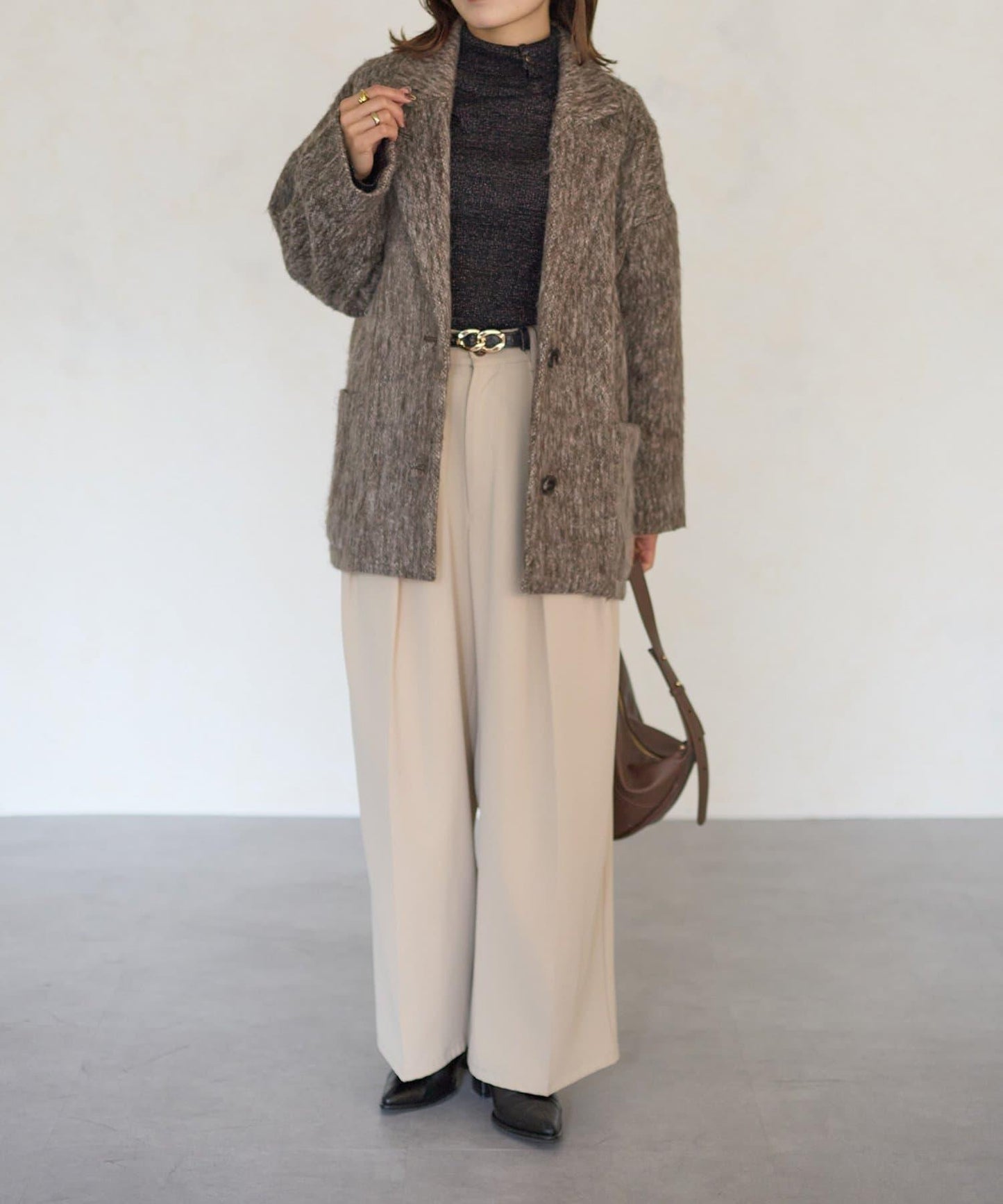 2way亮片高領針織套頭衫