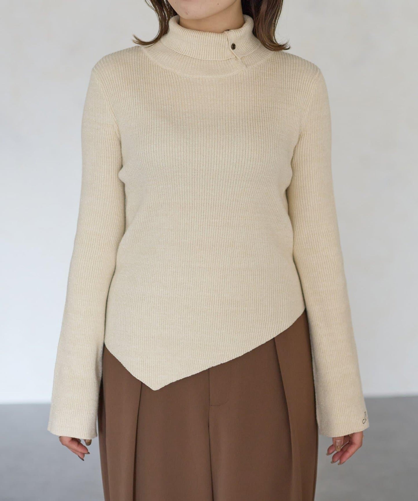 2way亮片高領針織套頭衫