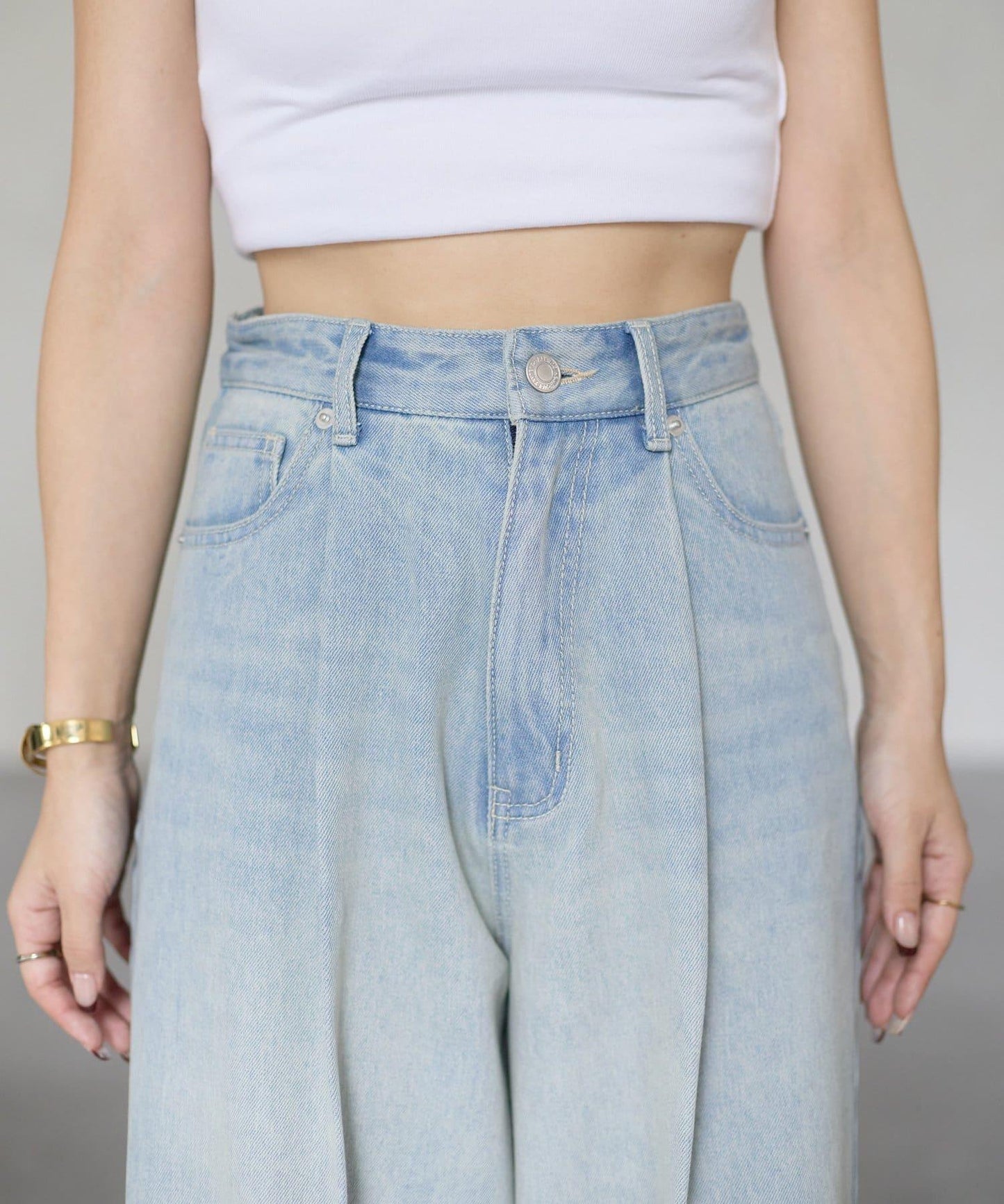 【Yuna企畫】高腰褶皺寬鬆牛仔褲