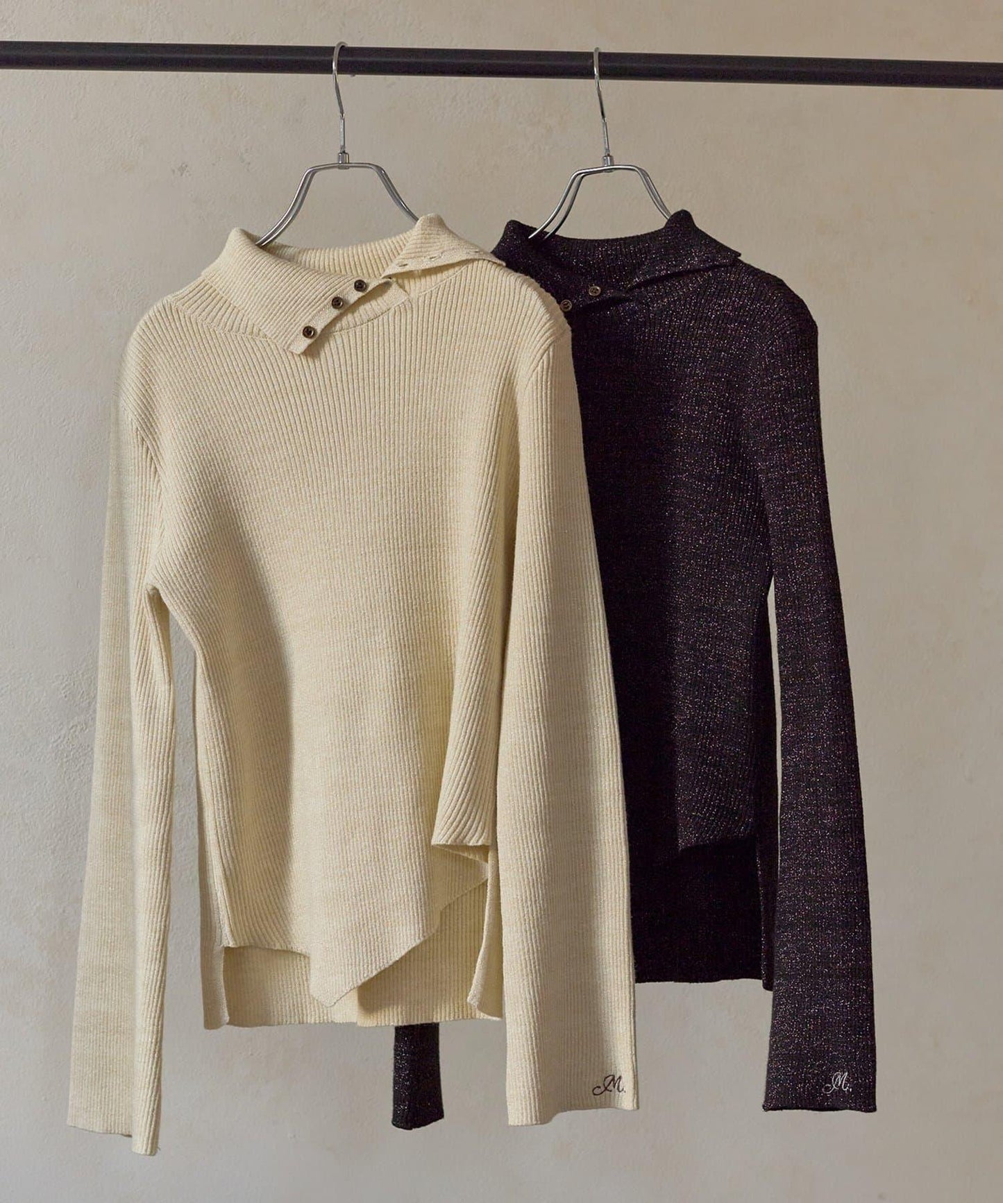 2way亮片高領針織套頭衫