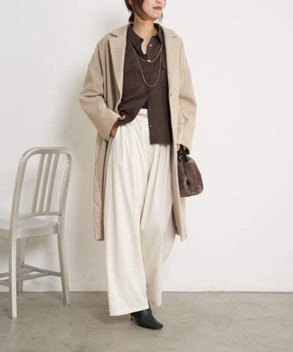 拼接絎縫長款大衣