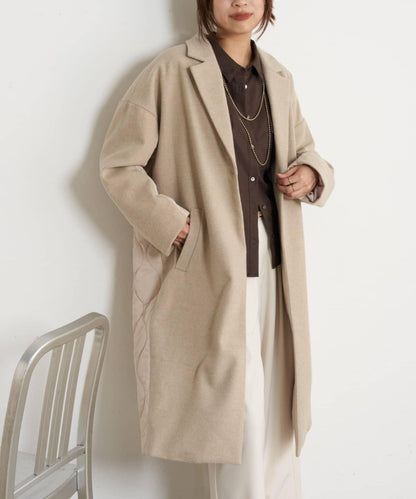 拼接絎縫長款大衣