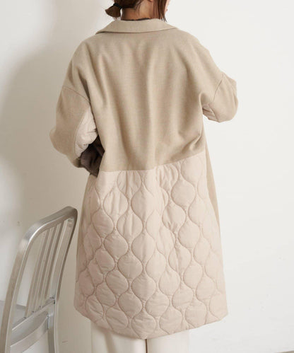 拼接絎縫長款大衣