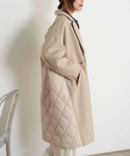 拼接絎縫長款大衣