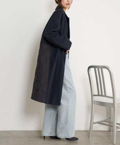 拼接絎縫長款大衣