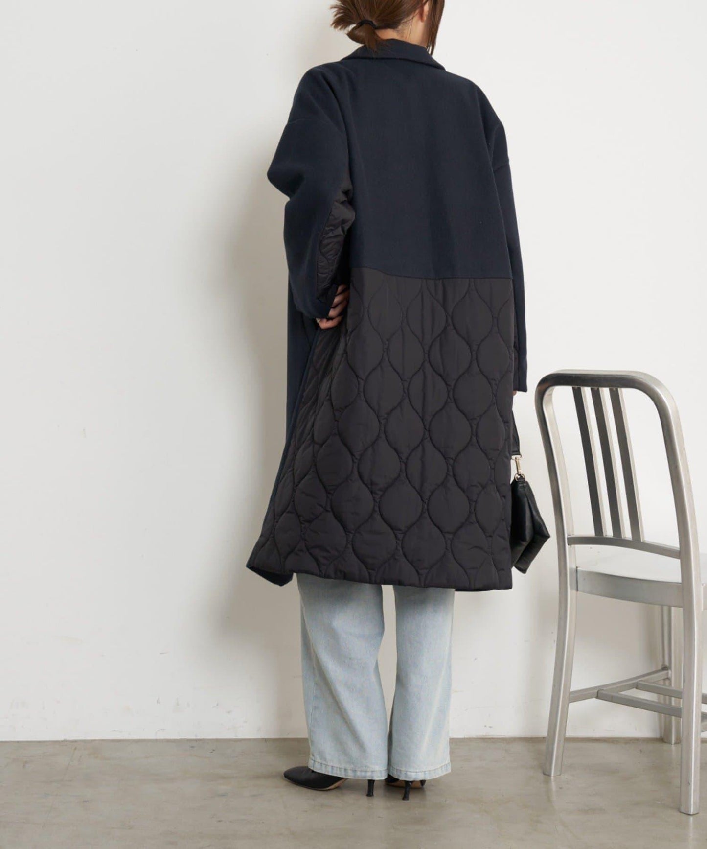 拼接絎縫長款大衣