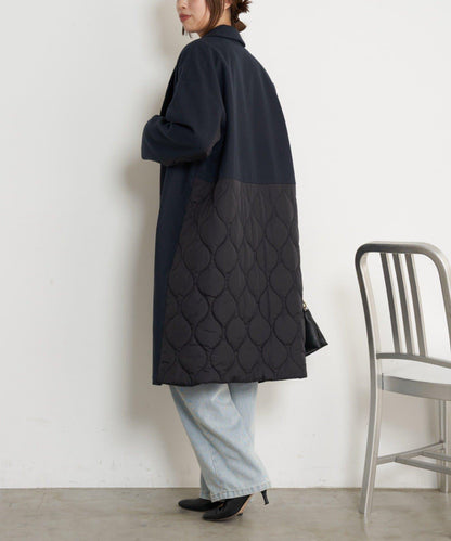 拼接絎縫長款大衣