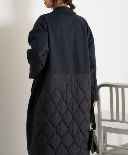 拼接絎縫長款大衣