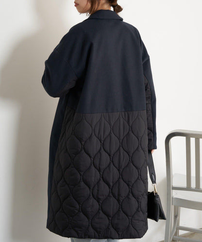 拼接絎縫長款大衣