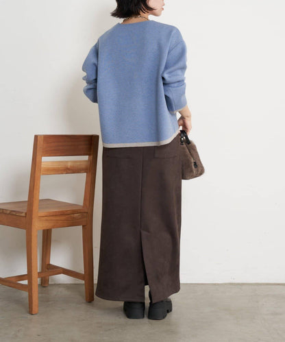 亮絲線V領針織衫