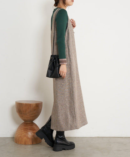 袖部透視拼接羅紋針織衫