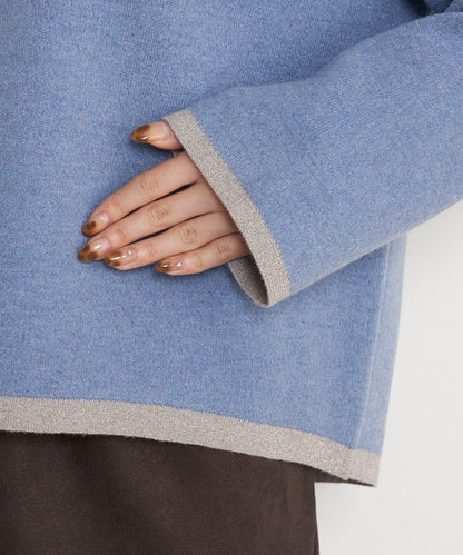 亮絲線V領針織衫