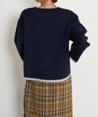 亮絲線V領針織衫