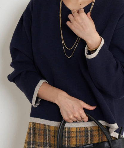 亮絲線V領針織衫