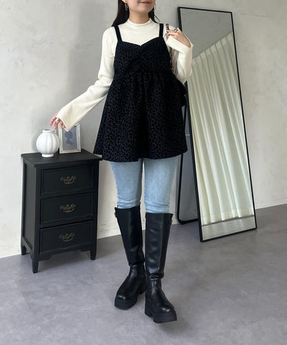 高領羅紋針織上衣