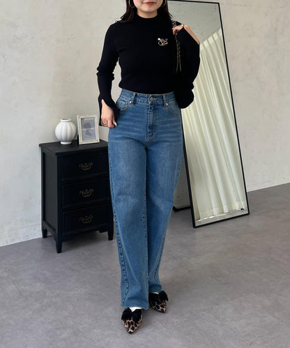 高領羅紋針織上衣