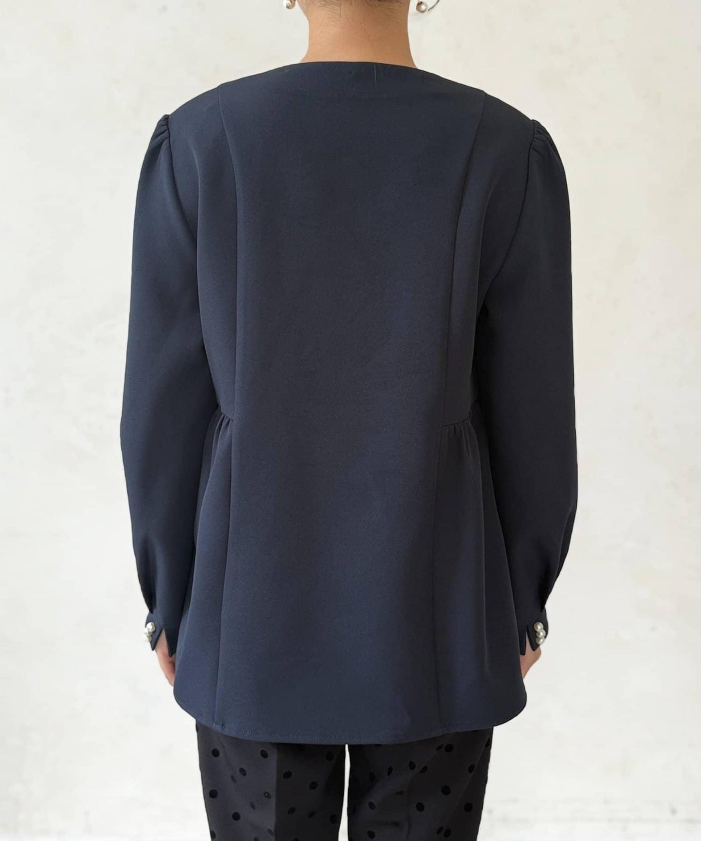 【MAYURI企畫】【適合正式場合】可拆卸領前拉鍊荷葉邊下襬襯衫