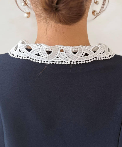 【MAYURI企畫】【適合正式場合】可拆卸領前拉鍊荷葉邊下襬襯衫