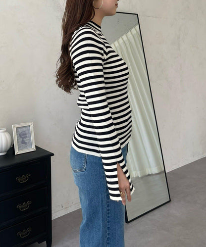 高領羅紋針織上衣