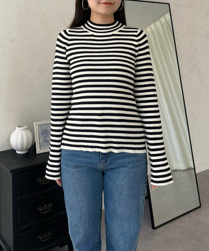 高領羅紋針織上衣