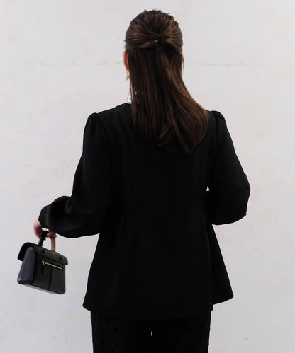 【MAYURI企畫】【適合正式場合】可拆卸領前拉鍊荷葉邊下襬襯衫