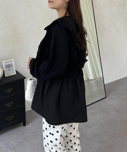 荷葉邊拼接荷葉下襬衛衣