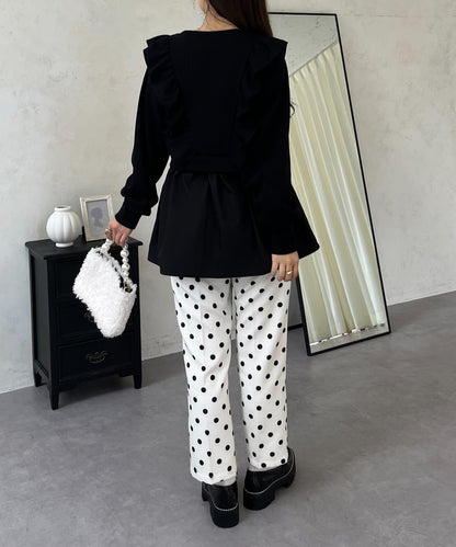 荷葉邊拼接荷葉下襬衛衣