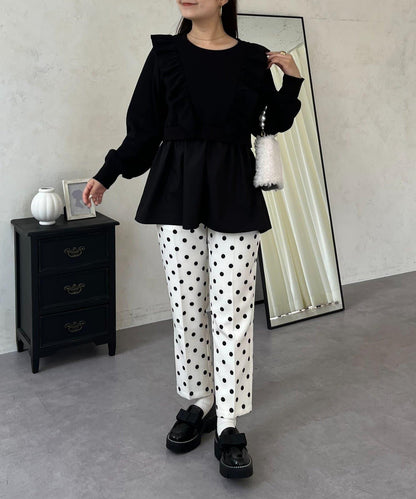 荷葉邊拼接荷葉下襬衛衣