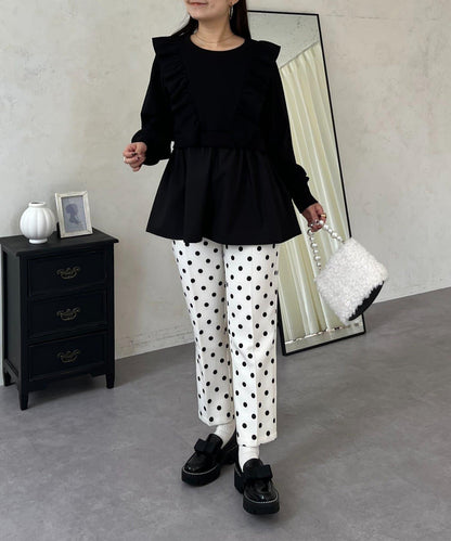 荷葉邊拼接荷葉下襬衛衣