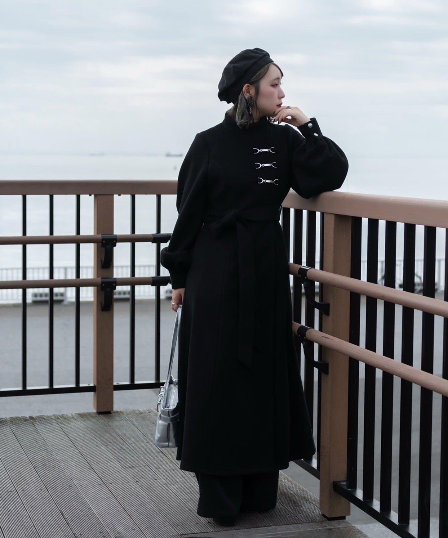 【Mavie..7】【3尺碼可選】圍巾套裝喇叭長款大衣